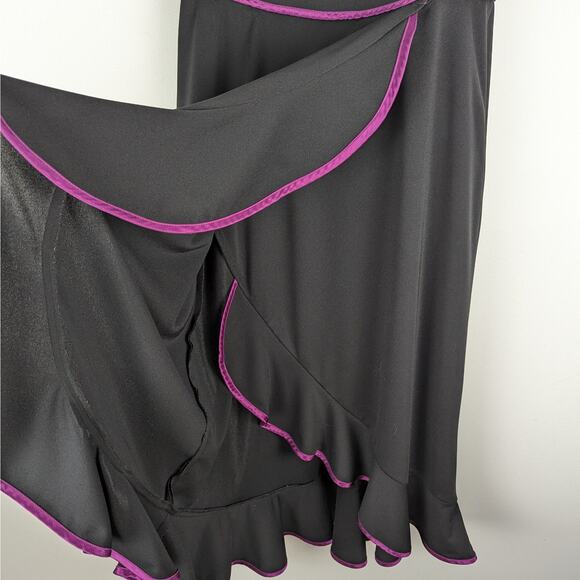 Vintage ABS by Allen Schwartz Black Purple High Low Maxi Dress‎ Whimsigoth Y2K - Picture 4 of 9